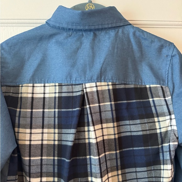 NY Collection Denim Blue Button Down Shirt - Picture 8 of 9